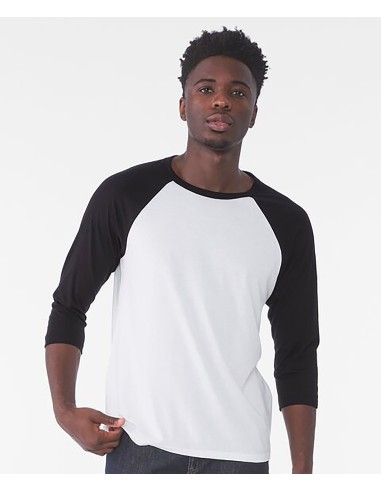 BEL-3200-T-shirt base-ball manches trois-quarts en triple mélange unisexe